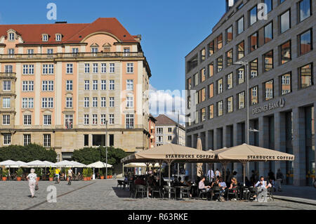 outdoor cafe in Altmarkt square, Dresden, Germany Stock Photo