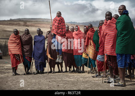 Masai people jumping Stock Photo