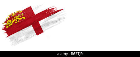 brushes painted flag. Hand-drawn style flag of Sark isolated on white background with place for text. Stock Photo