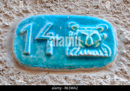 Israel, Jaffa, Ceramic Leo Zodiac street sign Stock Photo - Alamy