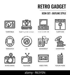 retro gadget, pixel perfect icon, isolated on white background Stock Vector