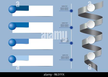 Infographic vector as a metal spiral showing the steps of the process and vertical timeline with a free place for your text. Stock Vector