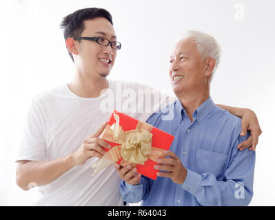 Happy fathers day and present Stock Photo