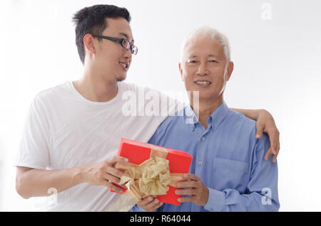 Happy fathers day and gift box Stock Photo