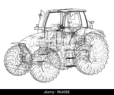 Farm Tractor Concept. 3d illustration Stock Photo
