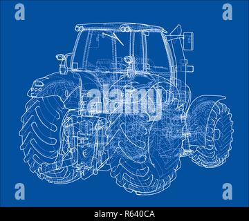 Farm Tractor Concept. 3d illustration Stock Photo