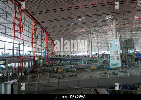 Beijing, China - October 2017:Beijing Capital International Airport departure terminal in China. Stock Photo