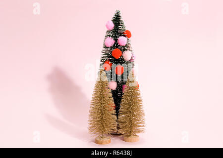 gold christmas tree and pompoms Stock Photo