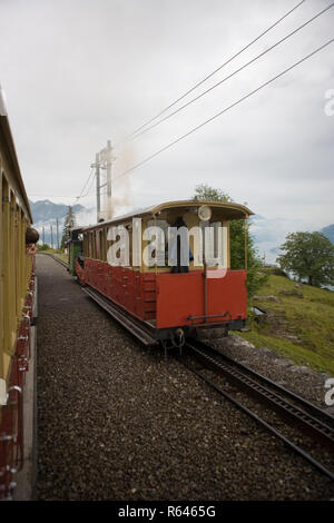 Narrow-gauge cog railway, the Schynige Platte Railway (SPB or Schynige Platte Bahn), Bernese Oberland, Switzerland Stock Photo