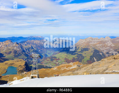 View from Mt. Titlis in Switzerland at the middle of October Stock Photo