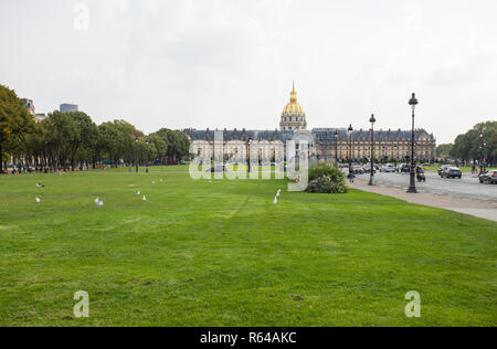 PARIS, FRANCE, SEPTEMBER 5, 2018 - Invalides National Hotel is a great complex of buildings with Army Museum and Napoleon Tomb in Paris, France. Stock Photo