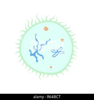 Bright cartoon colorful primitive live cell, icon on white Stock Vector