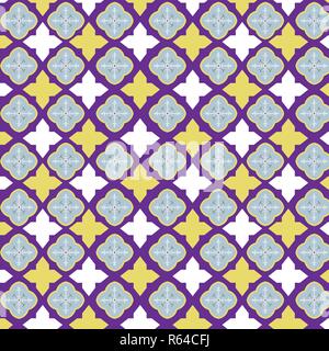 Vector tile pattern, Lisbon floral mosaic, Mediterranean seamless navy blue ornament Stock Vector