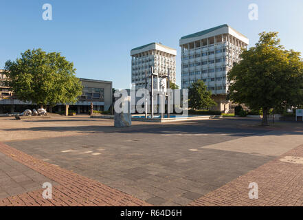 Marl, North Rhine-Westphalia, Germany: Town Hall and Museum buildings at Creiler Platz square Stock Photo