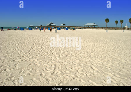 Tourists on Clearwater Beach near Pier 60 in Florida Stock Photo