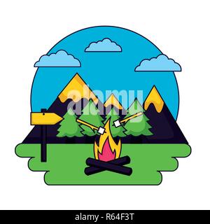 camping summer relate Stock Vector