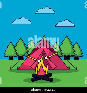 camping summer relate Stock Vector