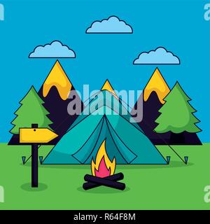 camping summer relate Stock Vector