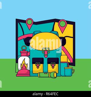 camping summer relate Stock Vector