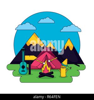 camping summer relate Stock Vector