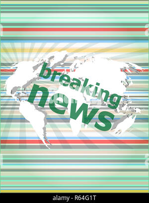 News and press concept: words breaking news on digital screen. concept of citation, info, testimonials, notice, textbox Stock Photo