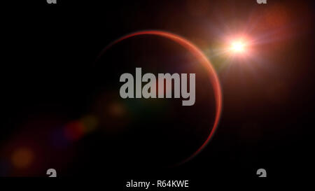 Sunrise over the Mars planet of solar system close up. 3D rendered ...