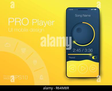 UI audio player templates templates in vector with design elements Stock Vector