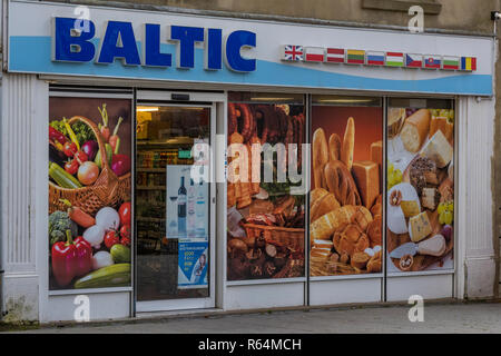 a European supermarket in Bognor regis, west sussex catering for an area of high immigration. Stock Photo