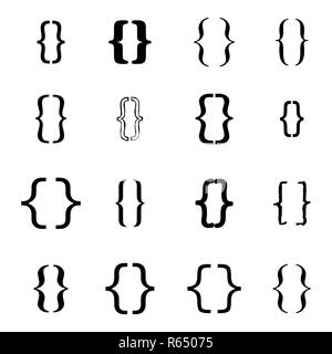 Set of braces or curly brackets icon Stock Photo