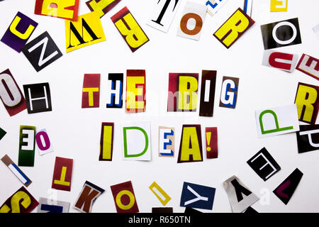 A word writing text showing concept of The Big Idea question made of different magazine newspaper letter for Business case on the white background with copy space Stock Photo