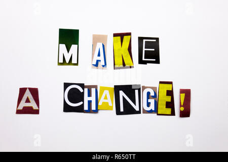 A word writing text showing concept of Make A Choice question made of different magazine newspaper letter for Business case on the white background with copy space Stock Photo