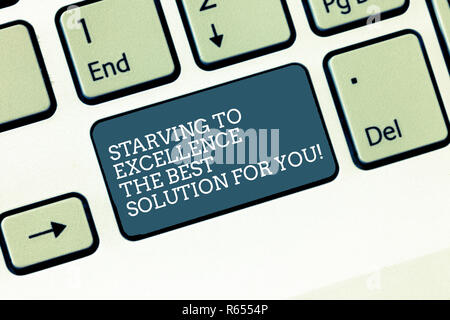 Word writing text Starving To Excellence The Best Solution For You. Business concept for Make things perfect Keyboard key Intention to create computer Stock Photo