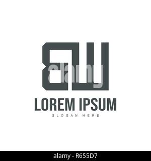 BW Letter logo design. Initial letter logo template design Stock Vector