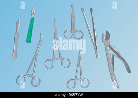 vector illustration of surgical instruments Stock Vector