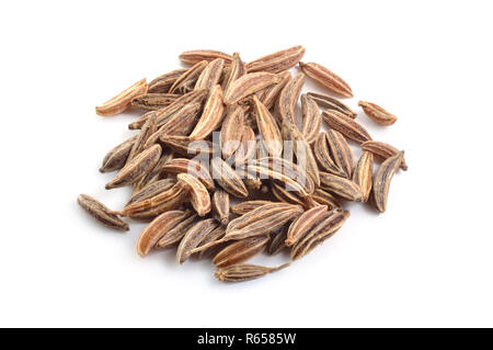 Caraway or Carum carvi seed isolated on white background. Stock Photo