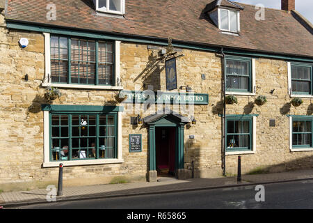 The Swan Inn and Bistro, an established and popular restaurant, on Olney High Street, Buckinghamshire, UK Stock Photo