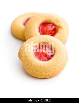 crackers and fresh strawberry jam isolated on a red background Stock ...