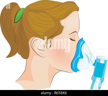 vector illustration of the process of inhalation Stock Vector