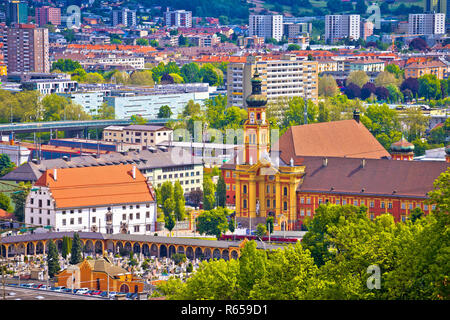 Panoramic aerial view of Innsbruck in Alps Stock Photo