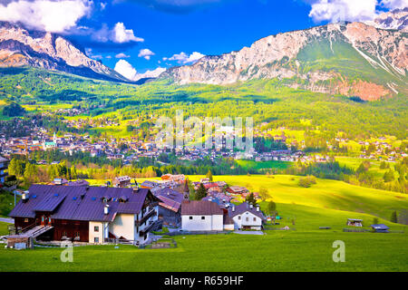 Alpne green landscape of Cortina d' Ampezzo Stock Photo