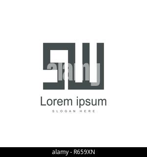 SW Letter logo design. Initial letter logo template Stock Vector