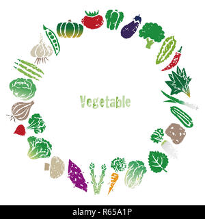 Decorative colorful vegetable wreath, frame design Stock Photo