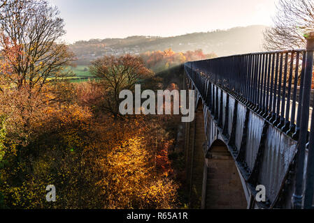 Pontcysyllte Aqueduct with Llangollen Canal in Wales, UK Stock Photo