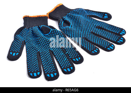 Black work gloves isolated on white background. Stock Photo