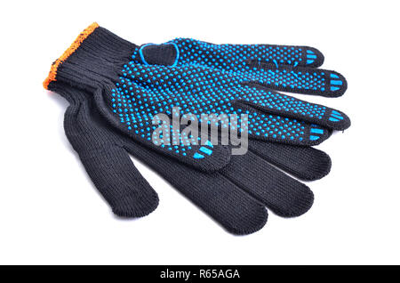 Black work gloves isolated on white background. Stock Photo