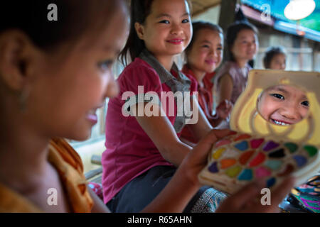 Hmong and Khmu children near Luang Prabang Laos Stock Photo