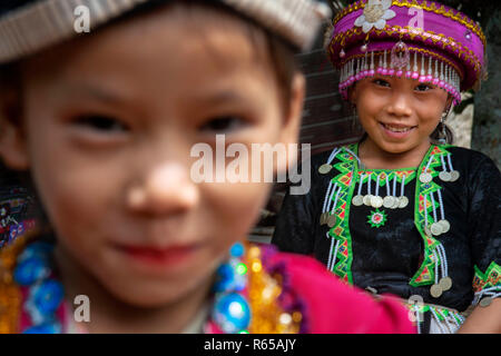 Hmong and Khmu children near Luang Prabang Laos Stock Photo