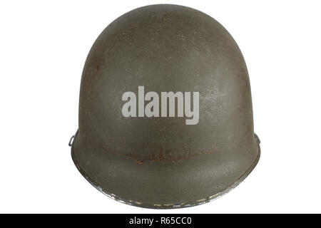 us army ww2 period helmet with ace of spades emblem isolated on white background Stock Photo