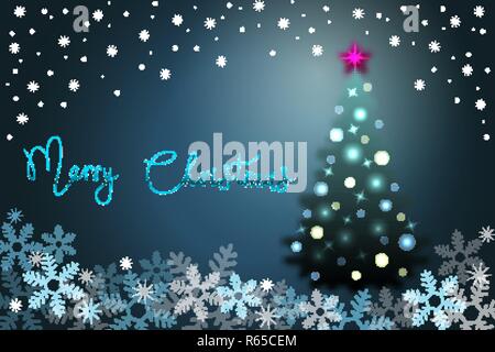 Winter holiday background with snow and fur-tree Stock Vector