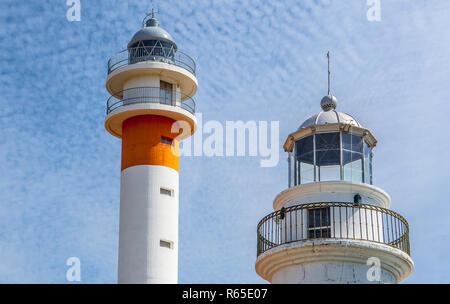 Two lighthouses in El Rompido, Huelva, Spain Stock Photo